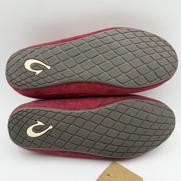 OluKai Womens Ku'Una Slippers US 6 EU 36 Red Lilikoi Leather Shearling NIB - Picture 11 of 12